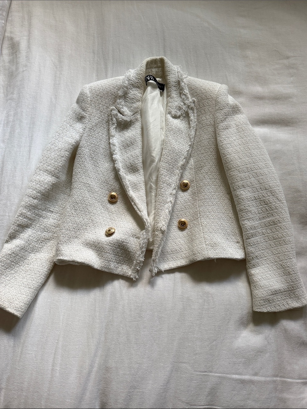 Cropped Tweed Jacket with shoulder pads